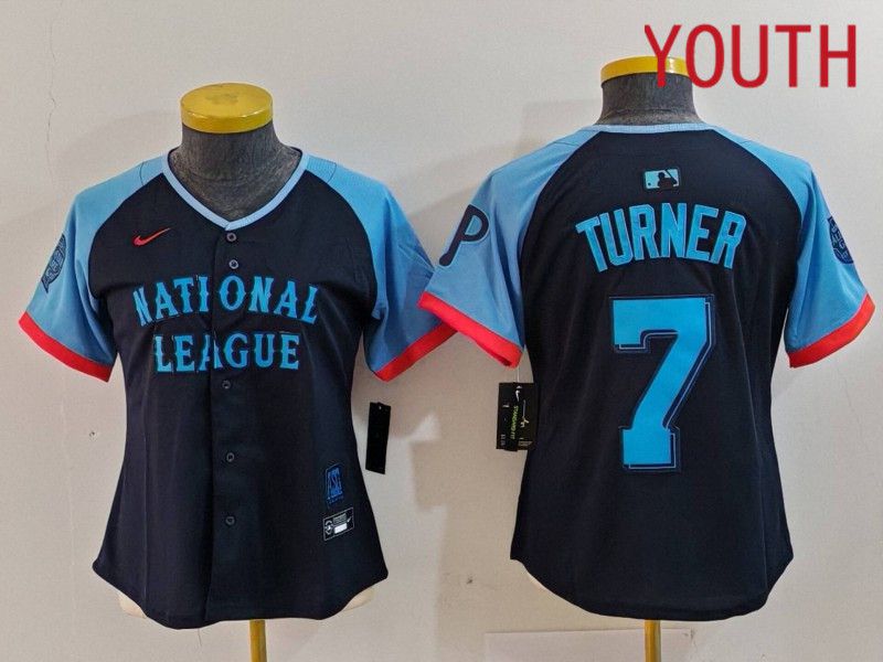 Youth Philadelphia Phillies #7 Turner Blue All star 2024 Nike MLB Jersey style 1